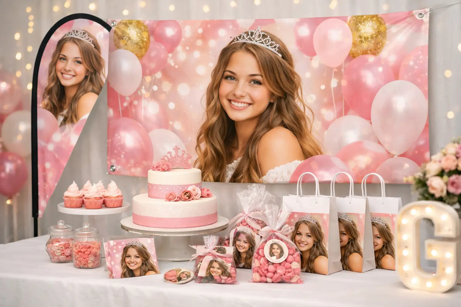 Sweet sixteen versiering met naam voor je feest