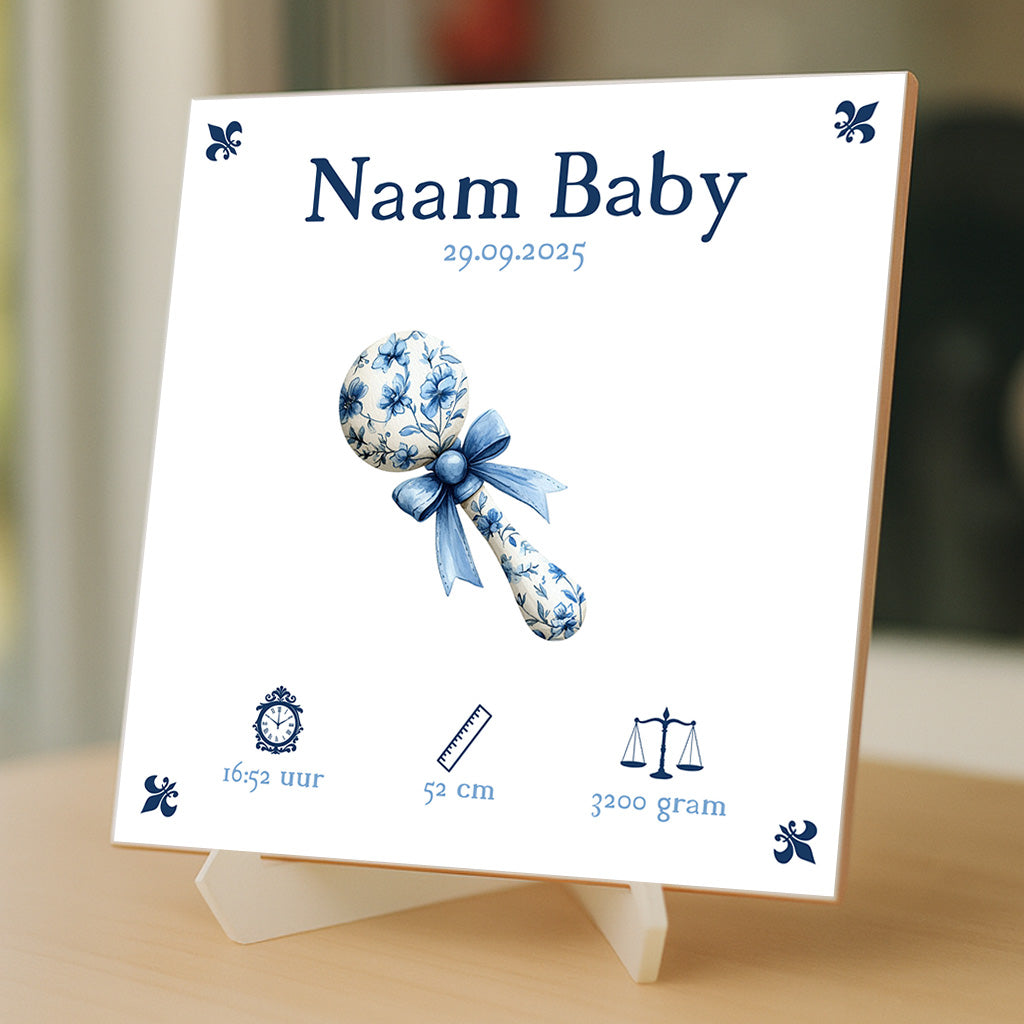 Baby Tegeltje - Blauw Rammelaar
