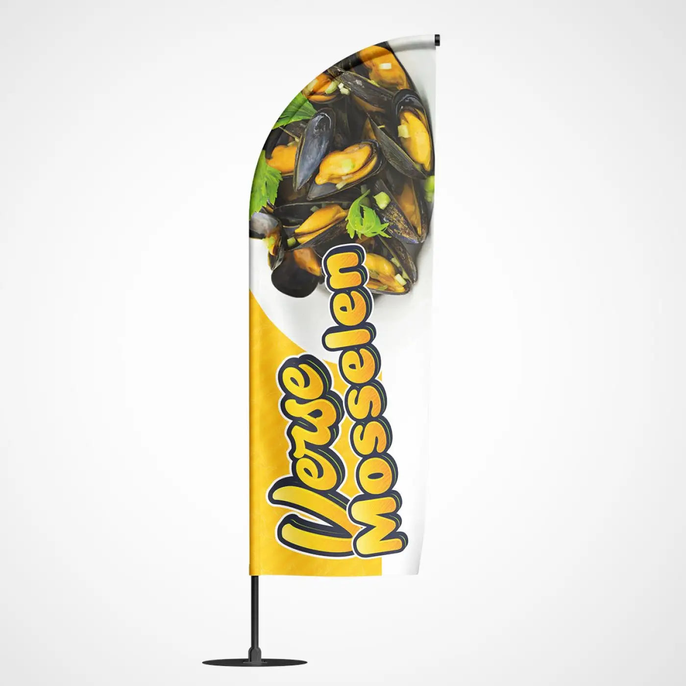Beachvlag Verse Mosselen - Klein - 80x220 cm - Beachvlag