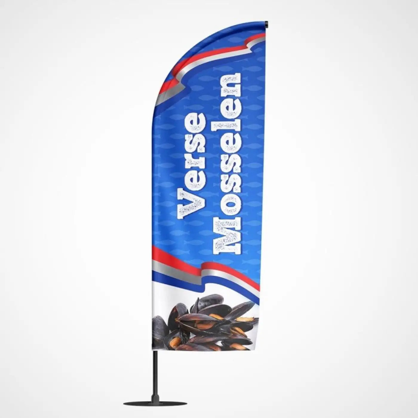 Beachvlag Verse Mosselen - Klein - 80x220 cm - Beachvlag