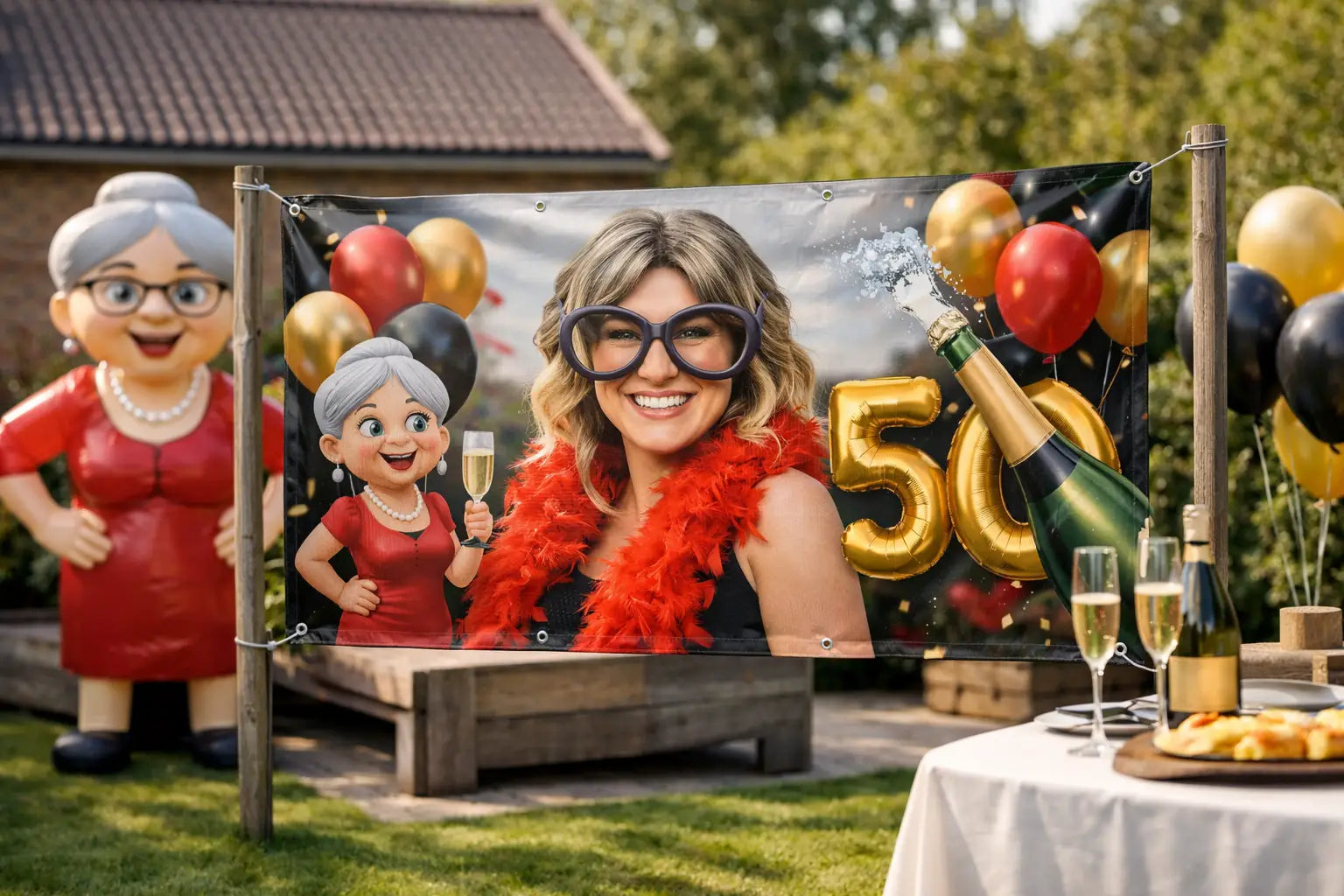 Sarah spandoek met eigen naam voor haar 50e