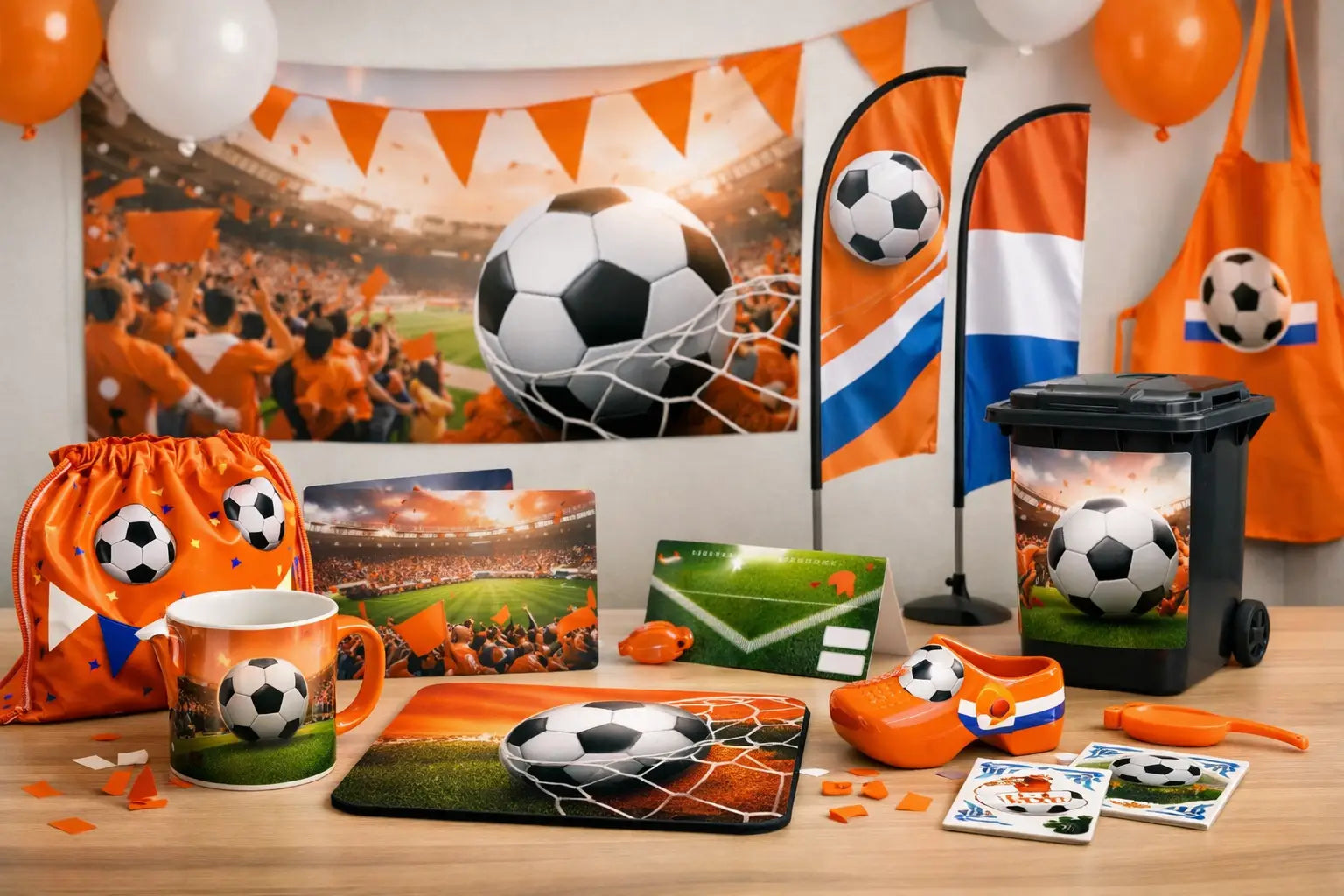 Oranje decoratie voor WK voetbal die opvalt