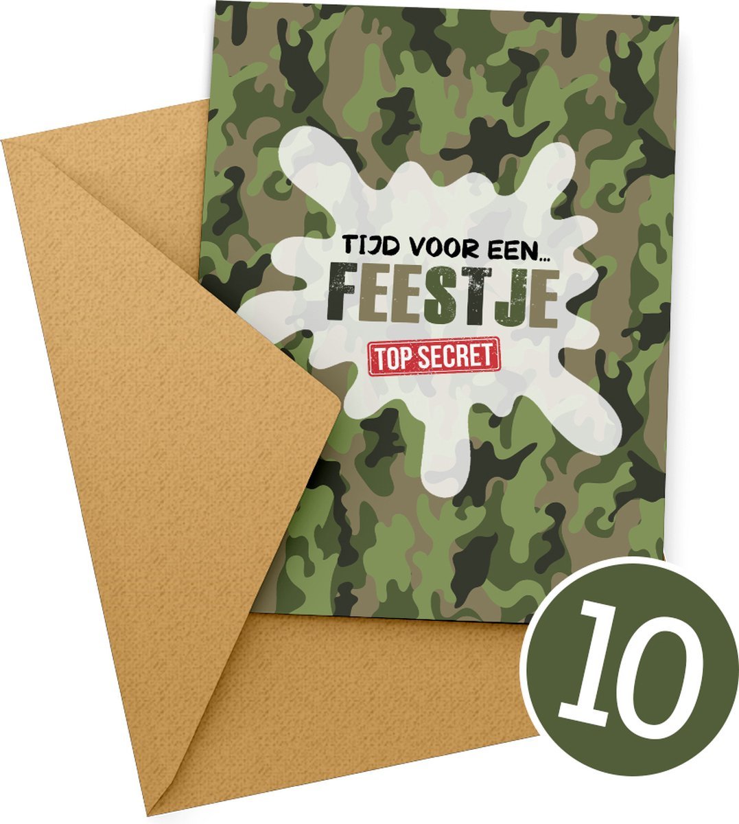 Uitnodiging: Uitnodiging kinderfeestje Camouflage (uitnodigingskaart) – Kleurmedia®
