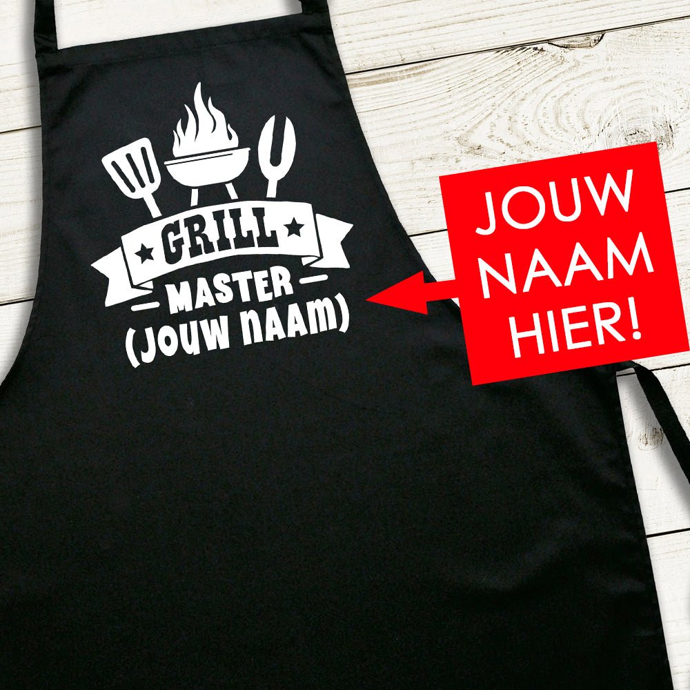 Schort met Naam (Grillmaster) - Kleurmedia Schort met Naam (Grillmaster) Geschenkenset