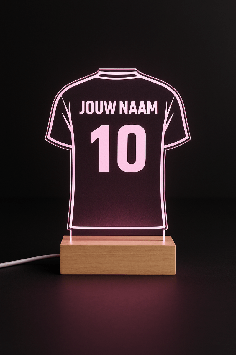 Ledlamp Voetbalshirt - Gepersonaliseerd met naam en nummer - Kleurmedia Ledlamp Voetbalshirt - Gepersonaliseerd met naam en nummer Led lamp
