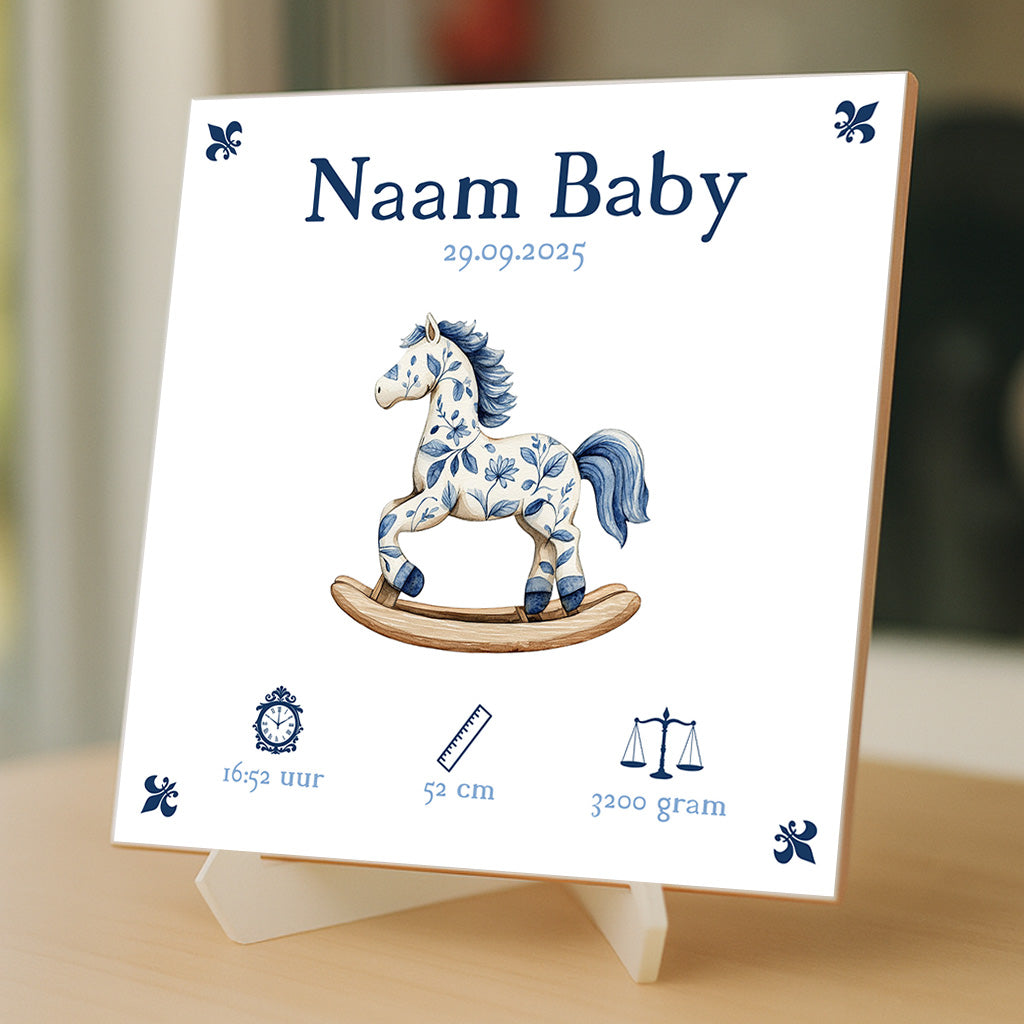Baby Tegeltje - Blauw Hobbelpaard