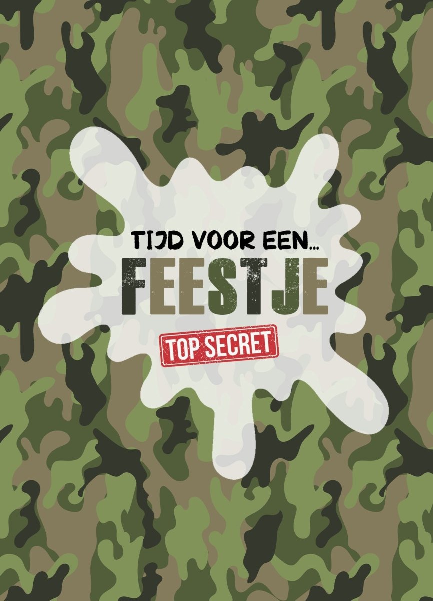 Uitnodiging kinderfeestje Camouflage - Kleurmedia kinderfeestjes