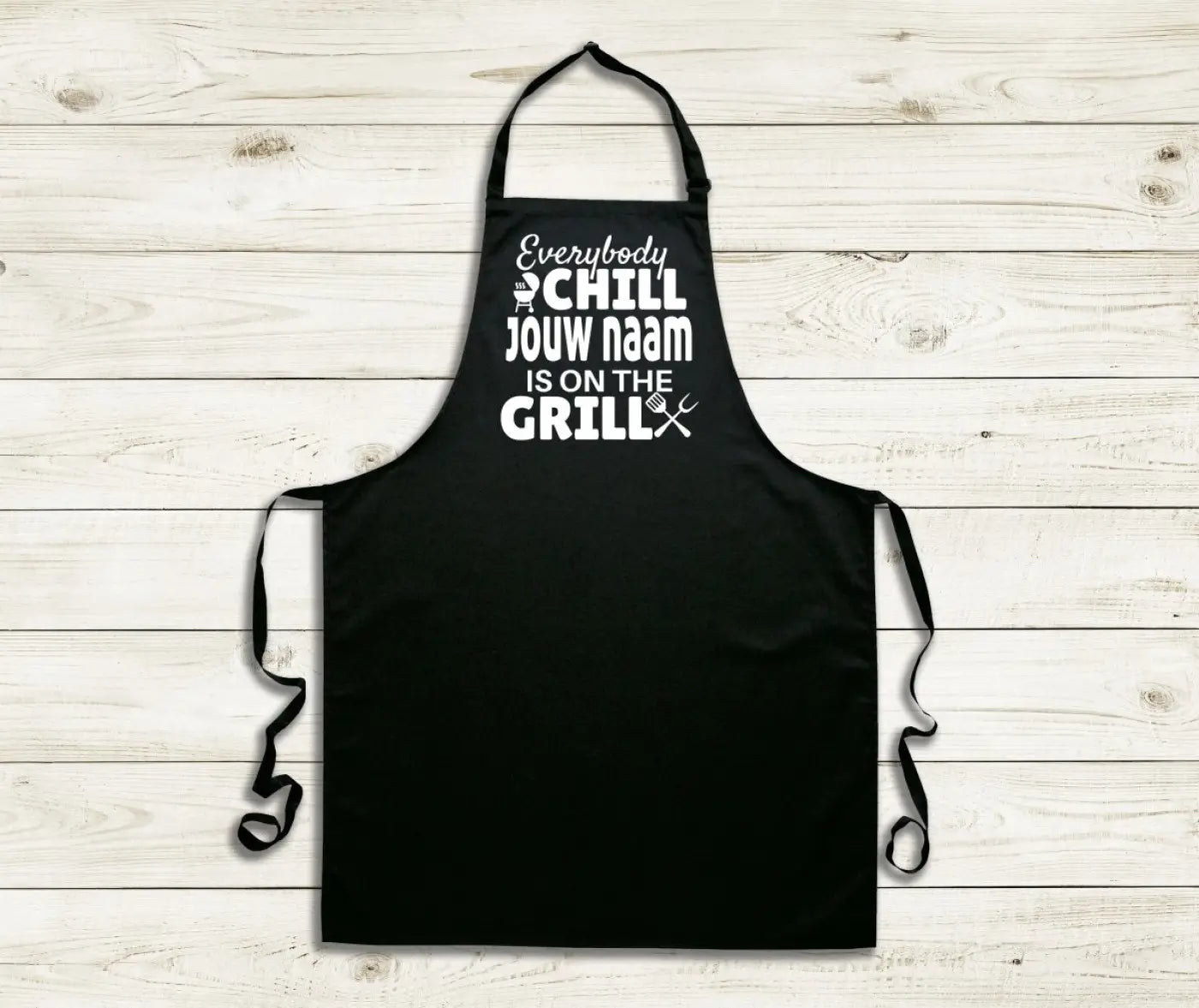 BBQ Schort met Naam (Everybody Chill) - Geschenkenset