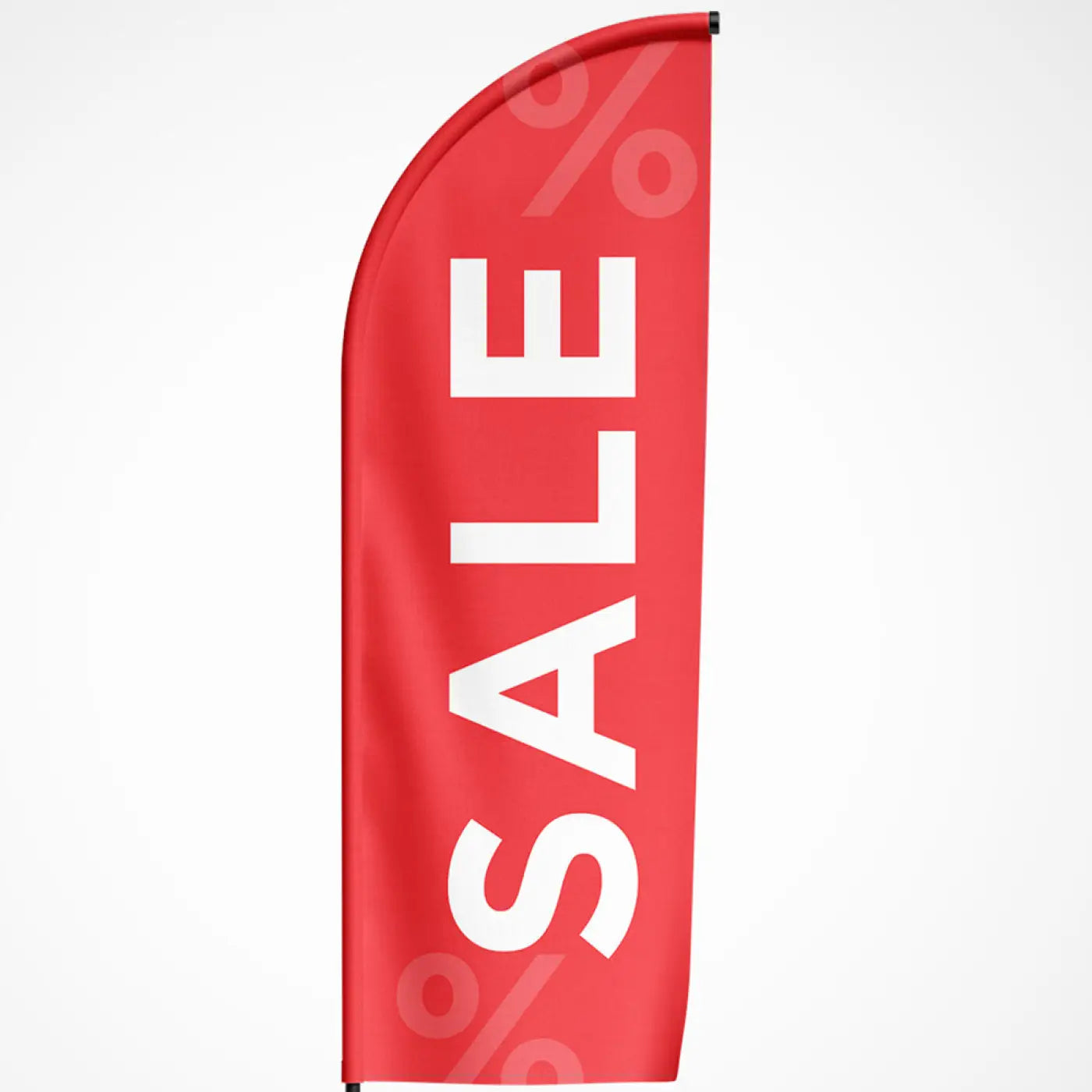 Beachvlag sale rood met rode veren vlag en witte sale letters en subtiele procenttekens voor promotie