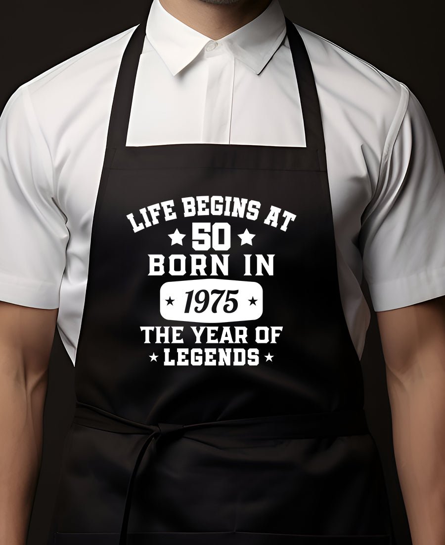 Schort: Schort Life begins at 50 (keukenschort) – Kleurmedia®