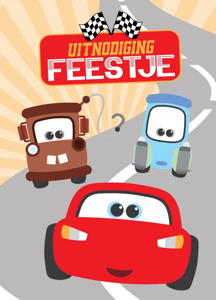 Uitnodiging Kinderfeestje Vrolijke Cars - Kleurmedia Uitnodiging Kinderfeestje Vrolijke Cars kinderfeestjes