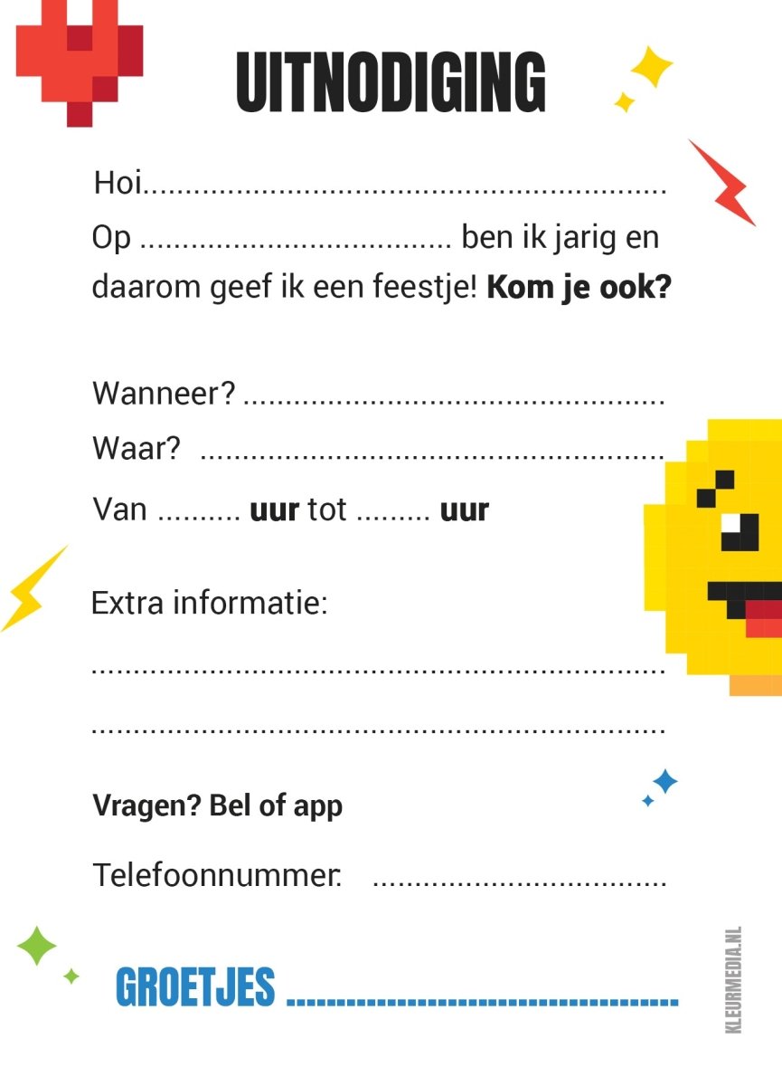 Uitnodiging Kinderfeestje Emoji – 10 stuks - Koning Spandoek Uitnodiging Kinderfeestje Emoji – 10 stuks