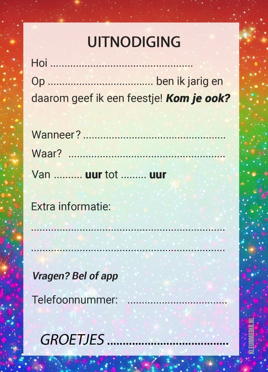 Uitnodiging kinderfeestje Party - Kleurmedia Uitnodiging kinderfeestje Party kinderfeestjes