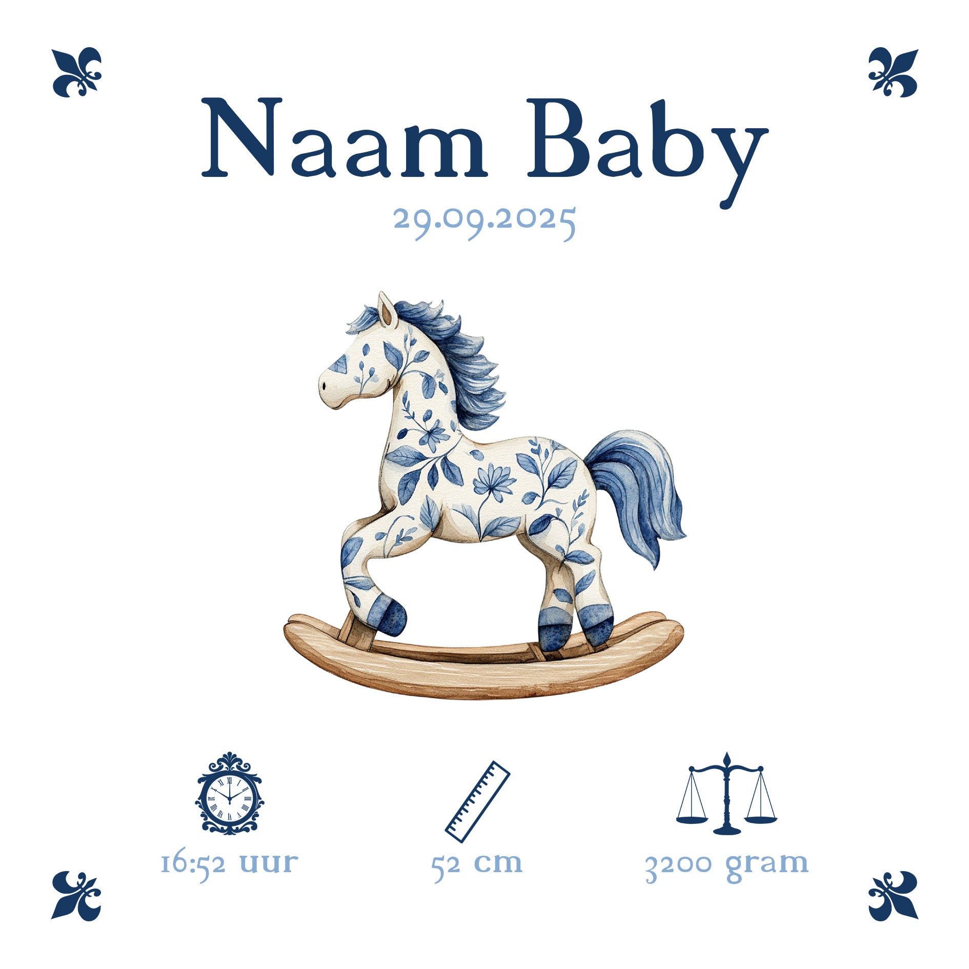 Baby Tegeltje - Blauw Hobbelpaard