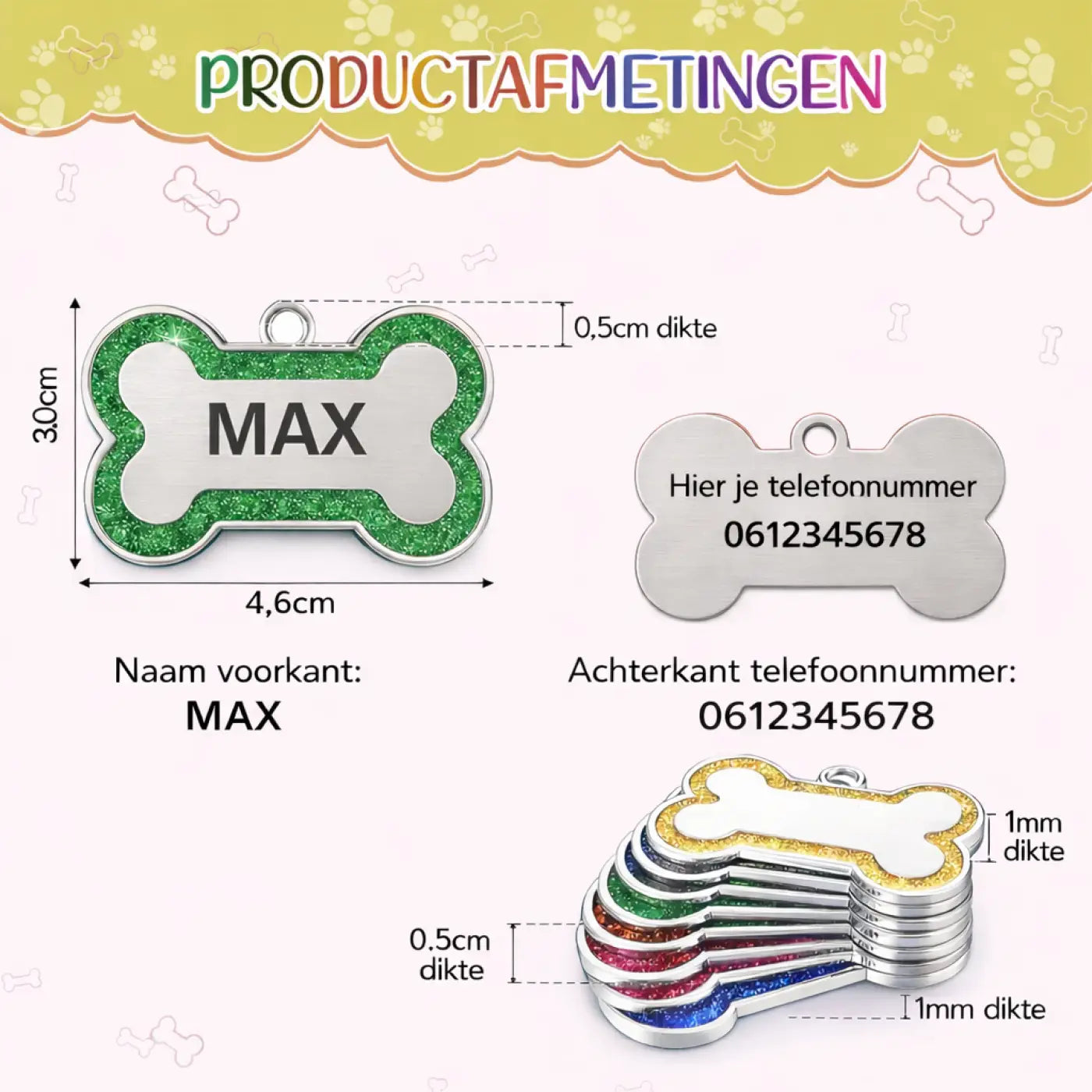Hondenpenning Glitter Zwart