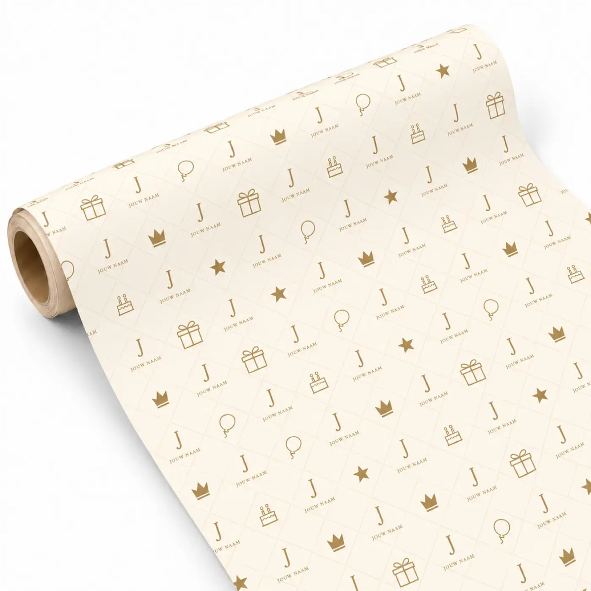 Inpakpapier Feest Goud - Gepersonaliseerd met Naam