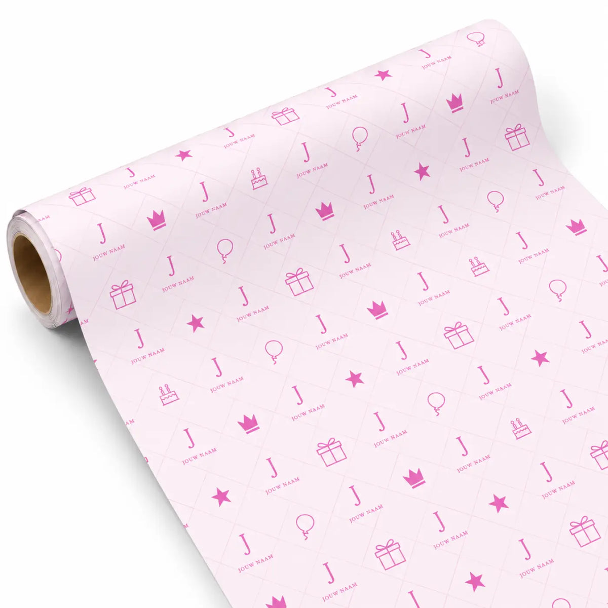 Inpakpapier Feest Roze - Gepersonaliseerd met Naam