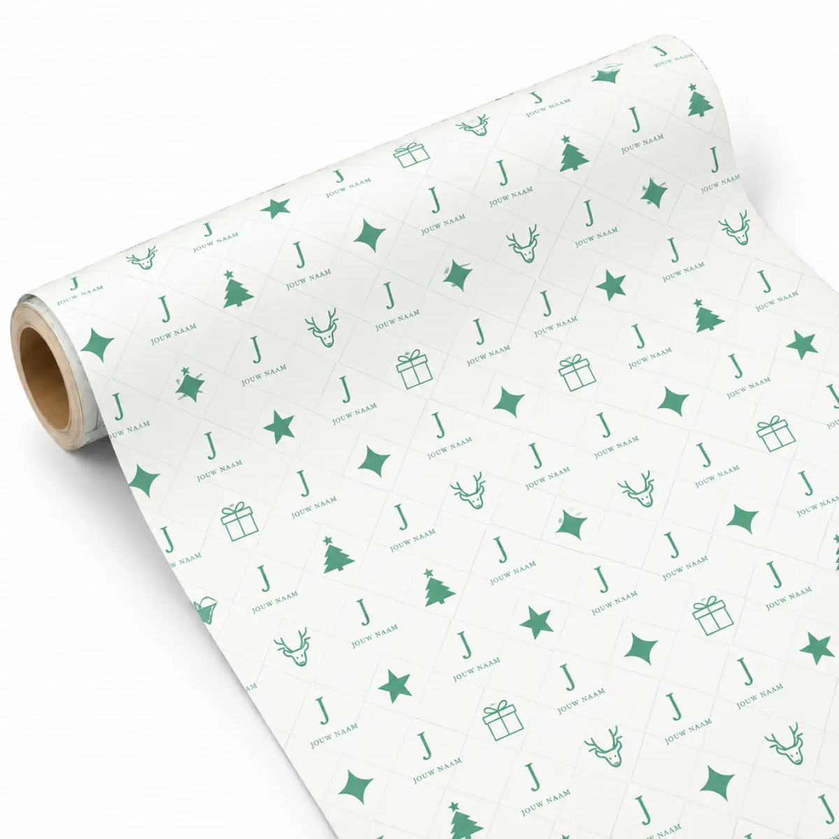 Inpakpapier Kerst Groen - Gepersonaliseerd met Naam