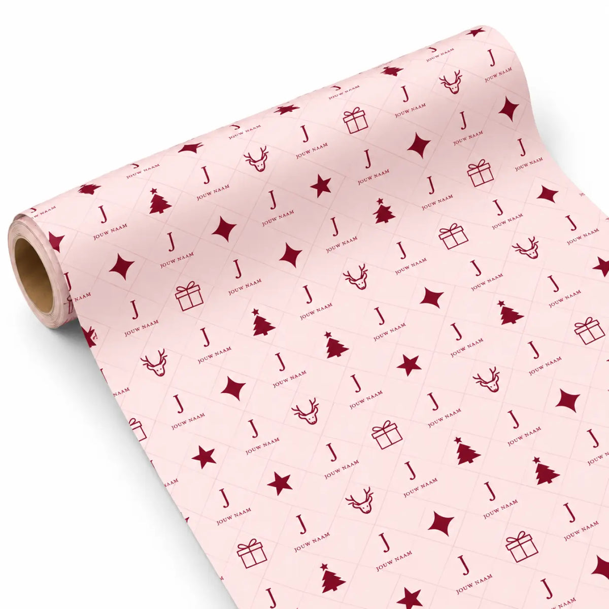 Inpakpapier Kerst Rood - Gepersonaliseerd met Naam
