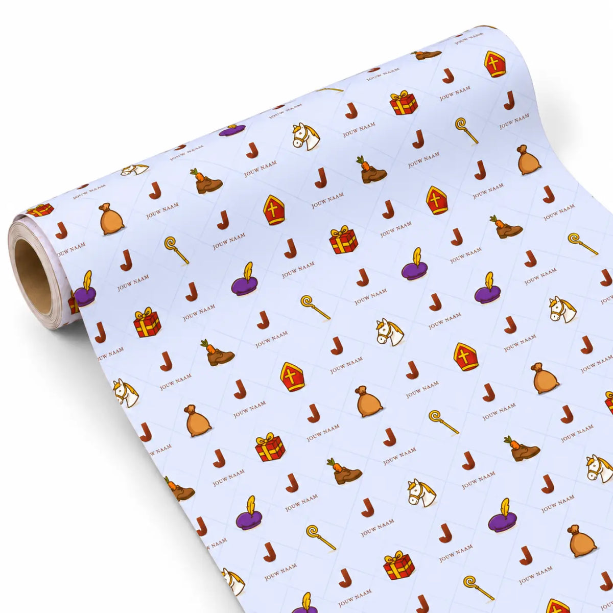 Inpakpapier Sinterklaas Blauw - Gepersonaliseerd met Naam