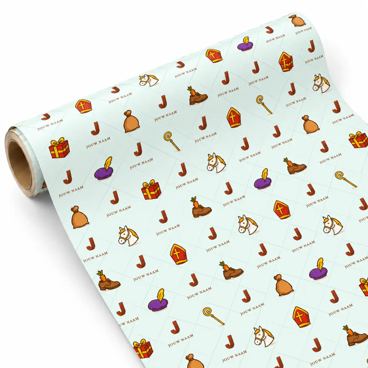 Inpakpapier Sinterklaas Groen - Gepersonaliseerd met Naam