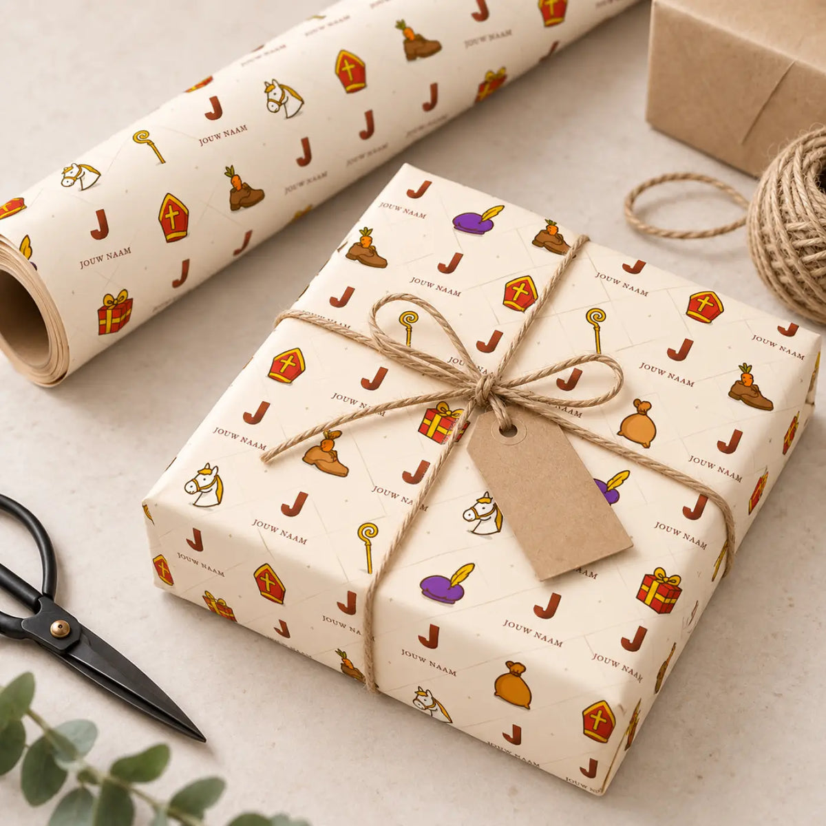 Inpakpapier Sinterklaas licht - Gepersonaliseerd met Naam