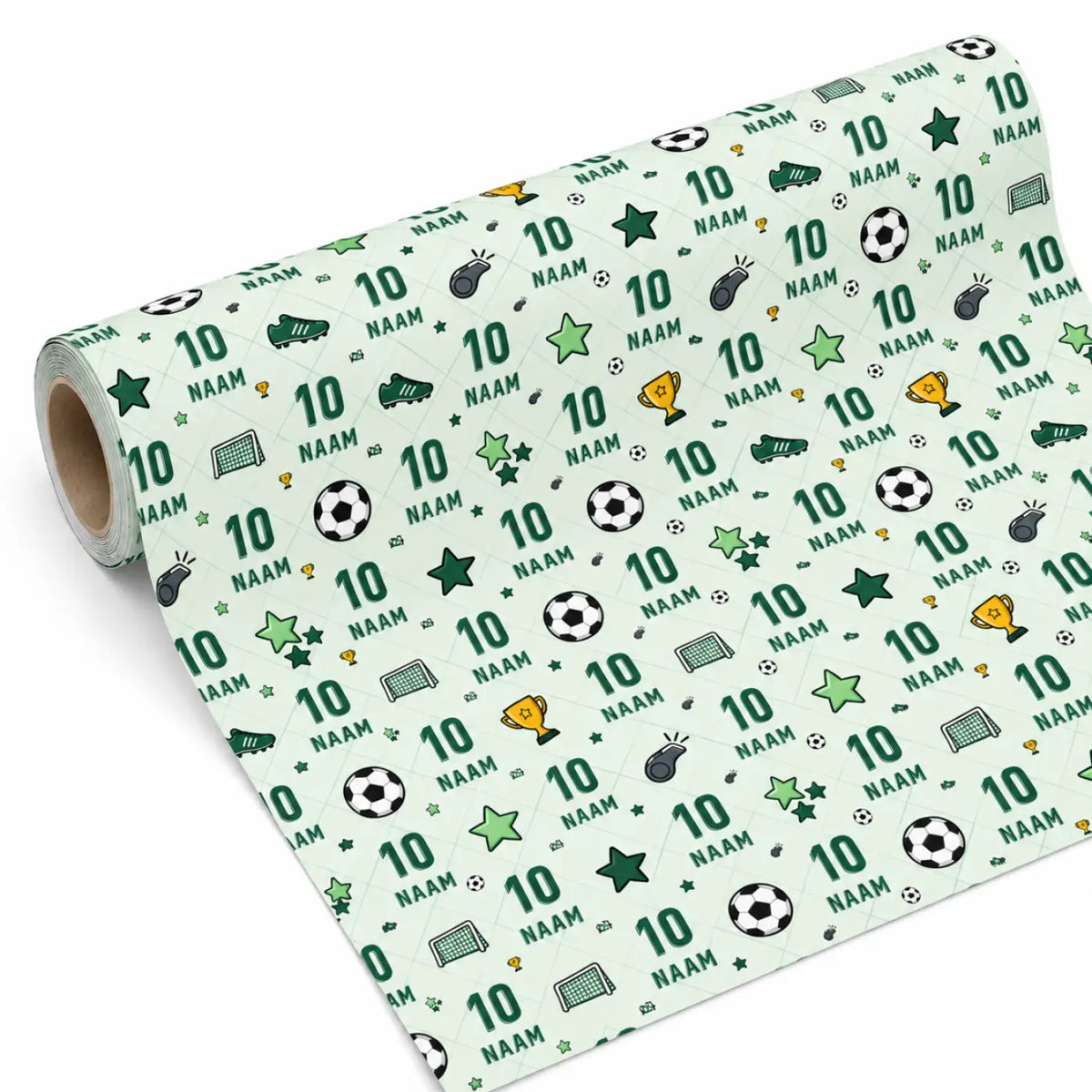 Inpakpapier Voetbal Groen - Gepersonaliseerd met Naam