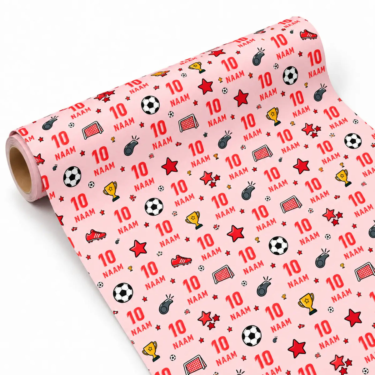 Inpakpapier Voetbal  Rood - Gepersonaliseerd met Naam