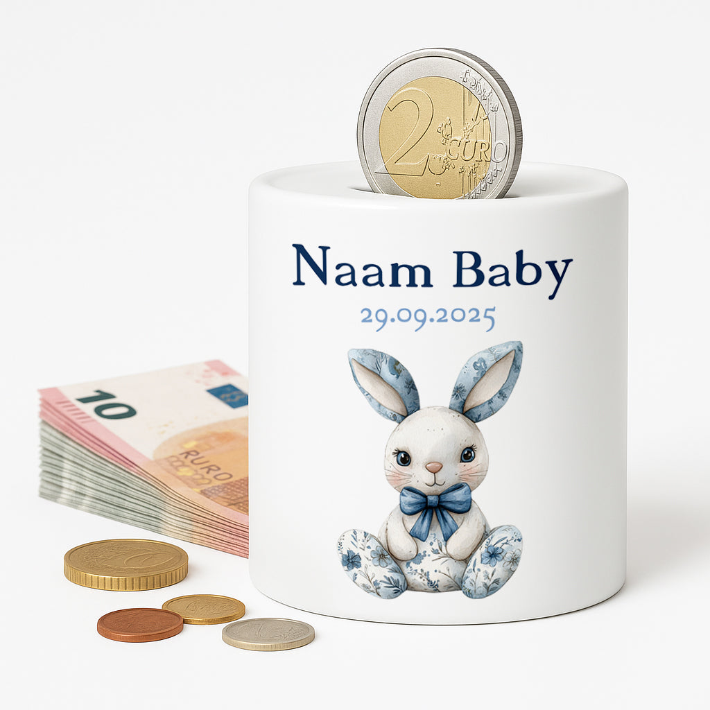 Baby Spaarpot - Blauw Konijntje