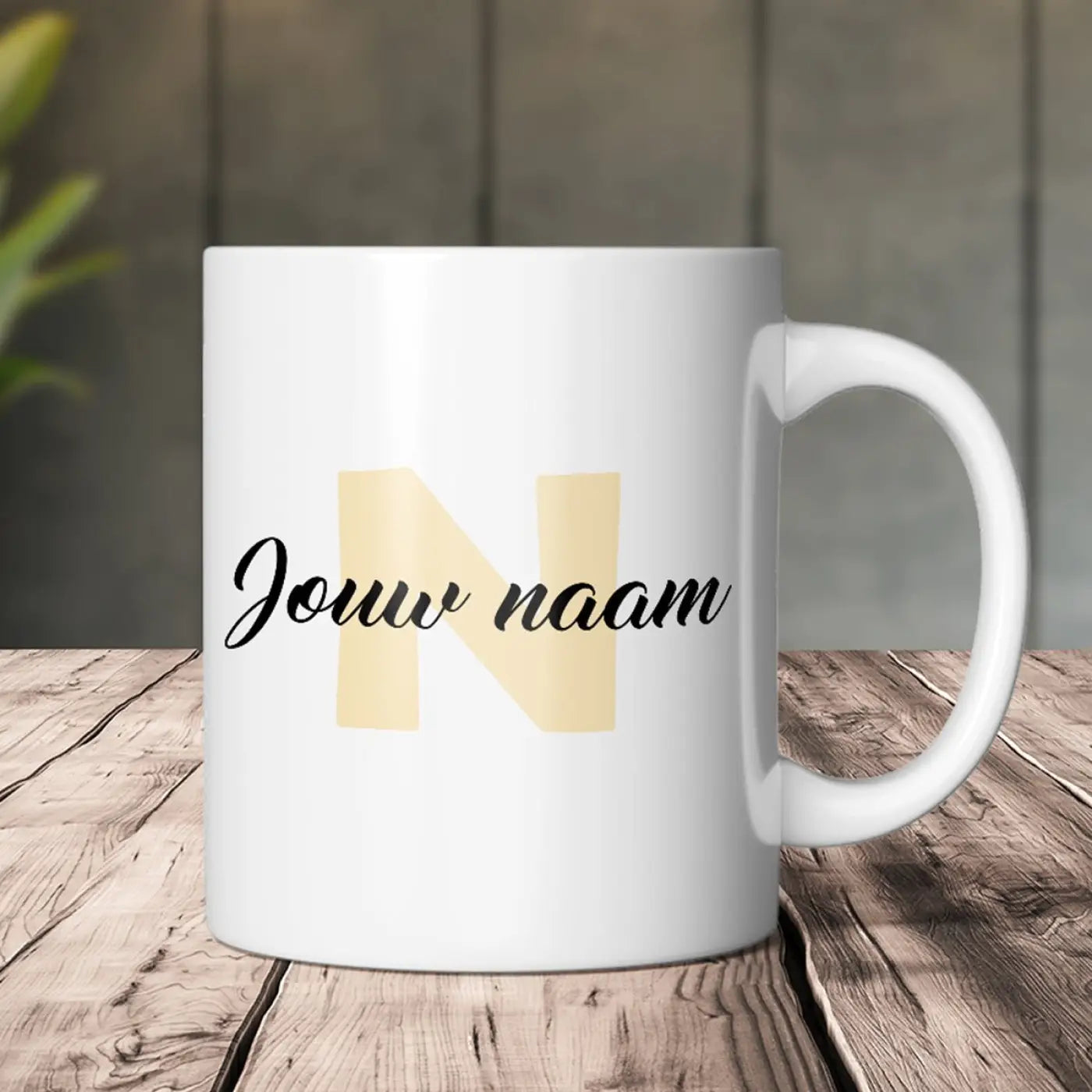 Naam Mok met Letter en Naam - 350ml - Geel