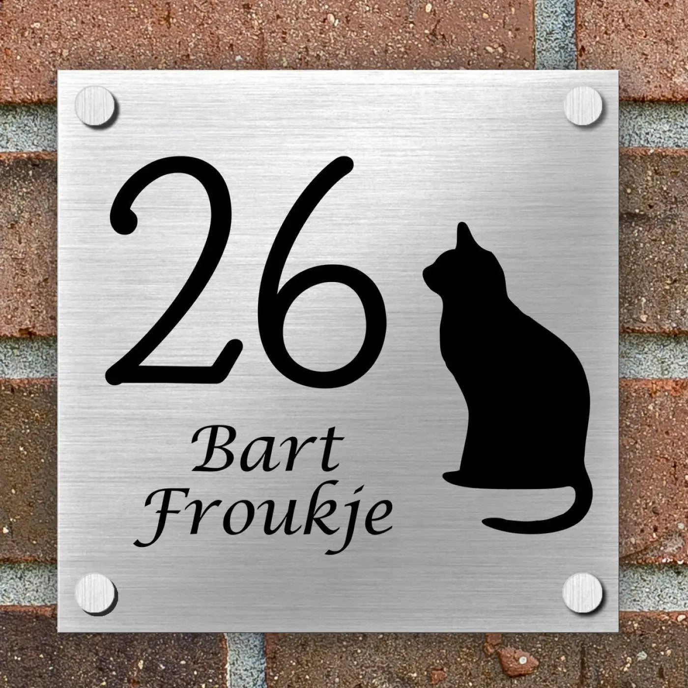 Naambordje Voordeur | Dibond Brushed Aluminium | 15x15 cm - Naambordjes huisnummer