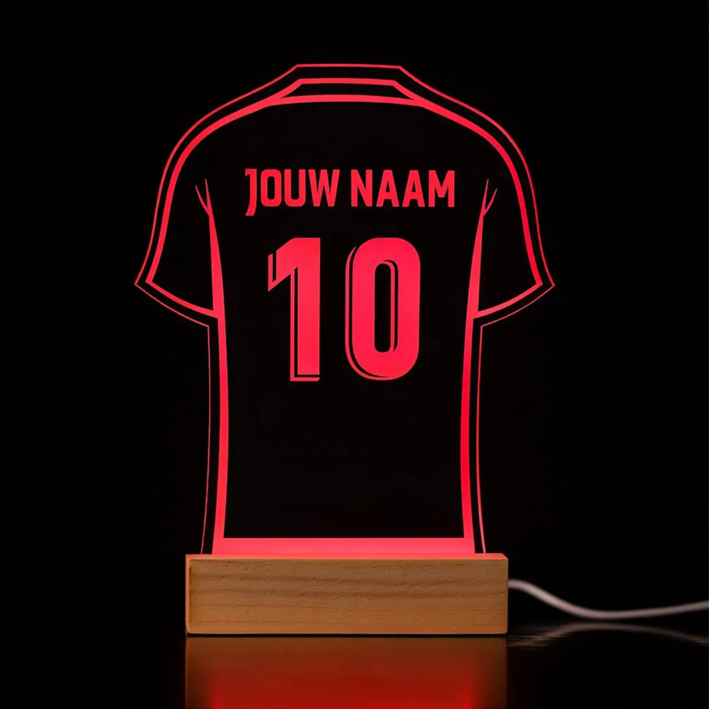 Nachtlampje Voetbalshirt - Gepersonaliseerd met naam en nummer - Led lamp