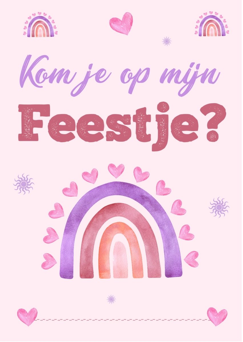 Uitnodiging Kinderfeestje Roze Regenboog - Kleurmedia Uitnodiging Kinderfeestje Roze Regenboog kinderfeestjes