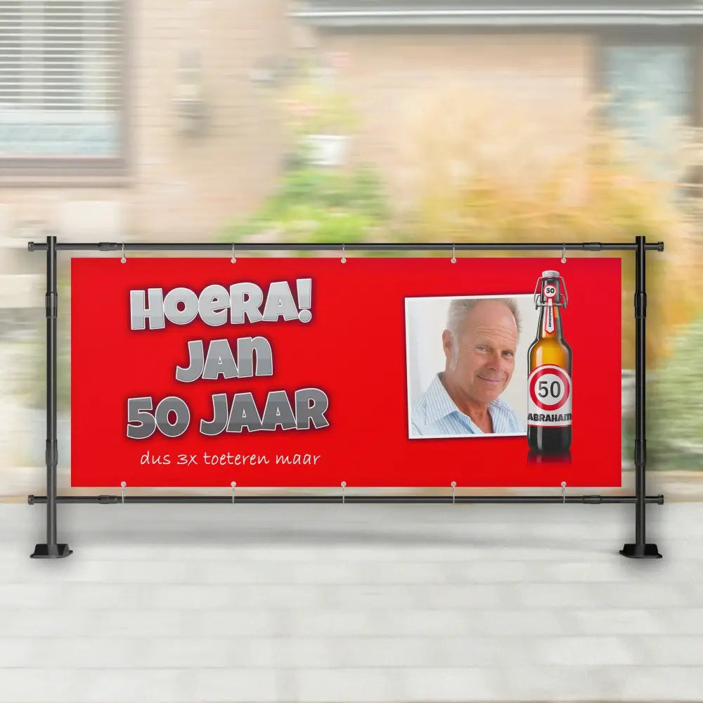 Spandoek Abraham | Abraham Rood Hoera 50 Jaar - spandoeken