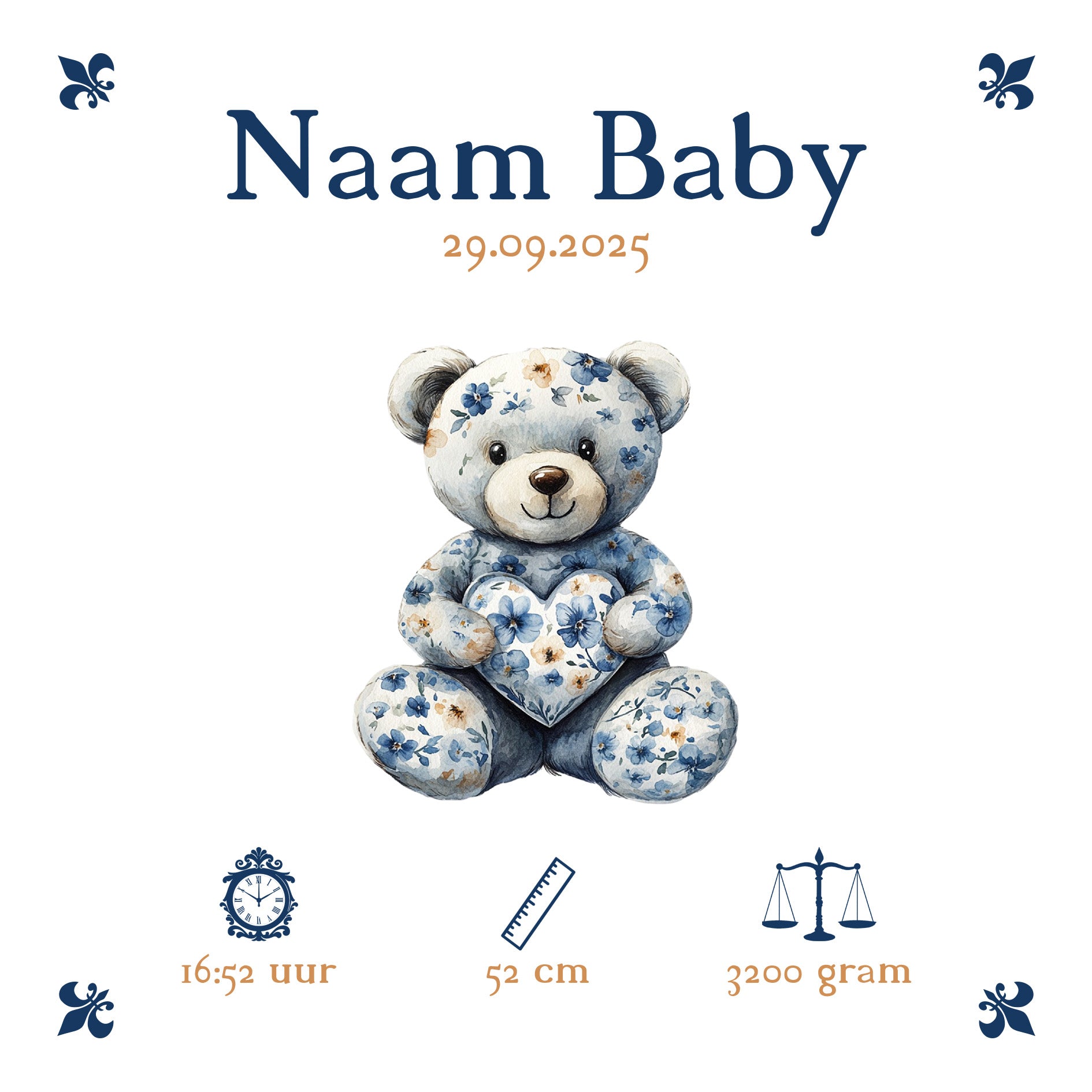 Baby Tegeltje - Blauw Beertje