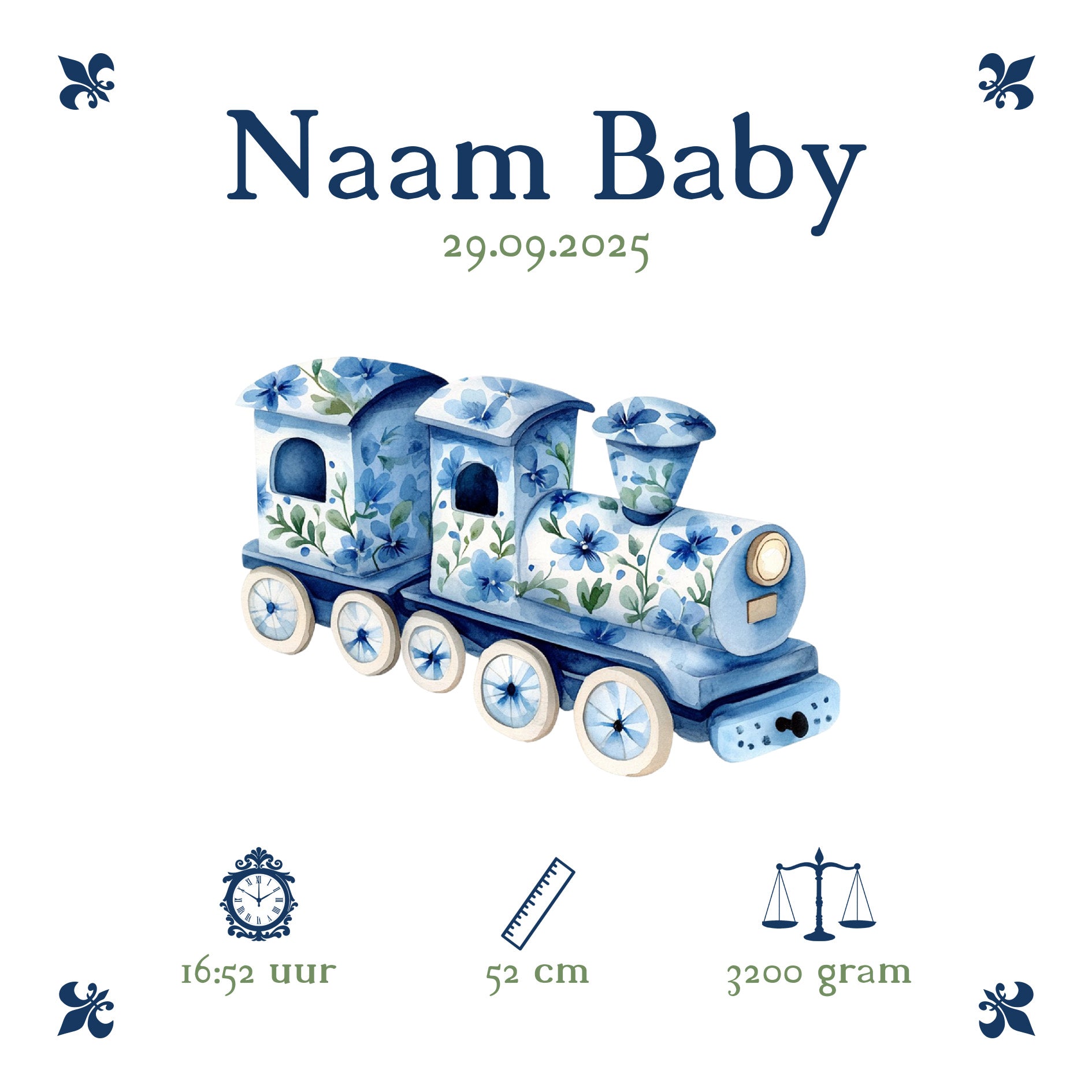 Baby Tegeltje - Blauw Treintje