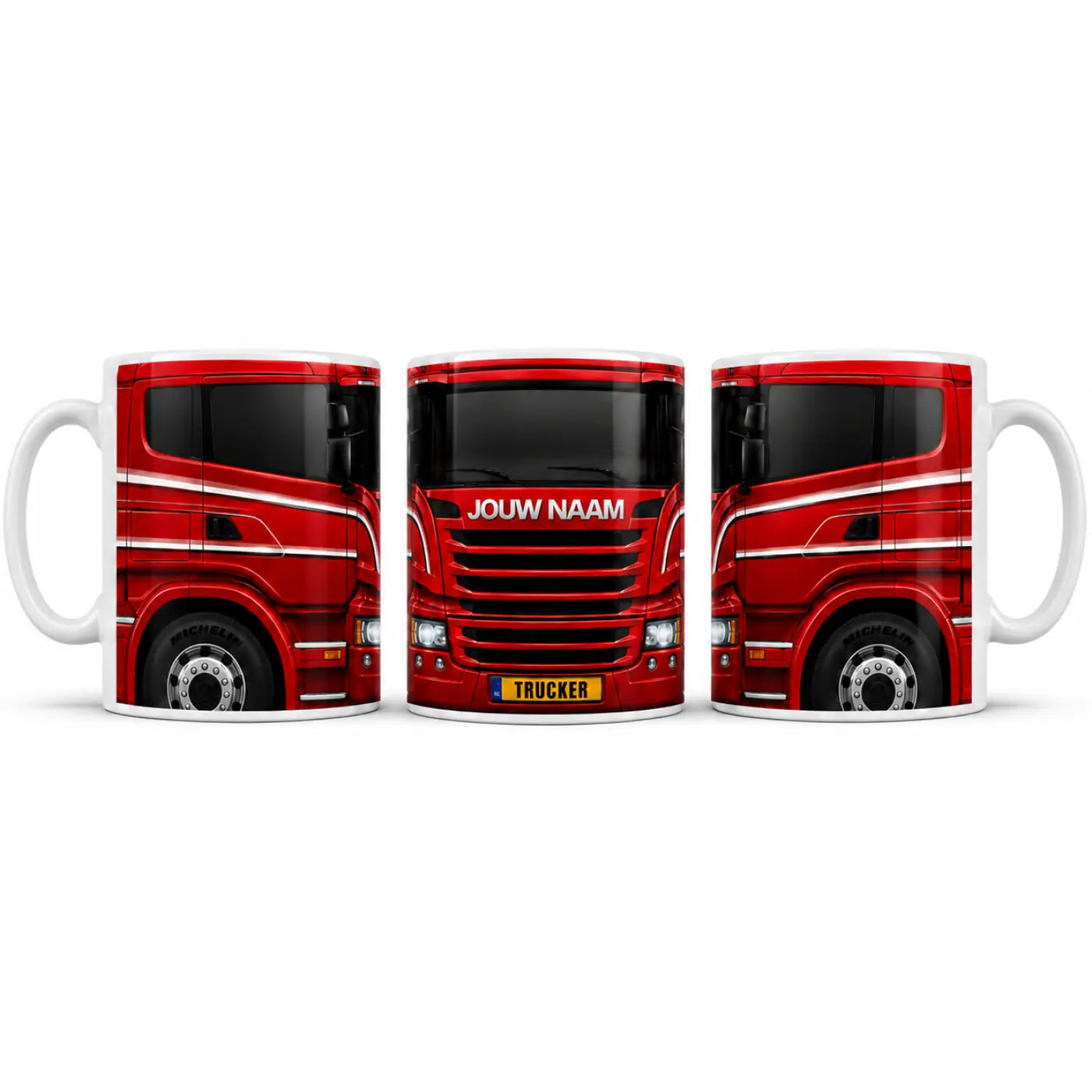 Truckersmok - Rood - Gepersonaliseerd met eigen naam en kenteken - vrachtwagen mokken