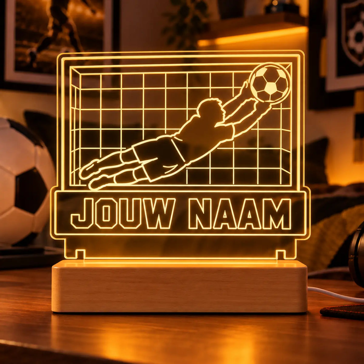 Voetbal LED Lamp met Naam - Doelman