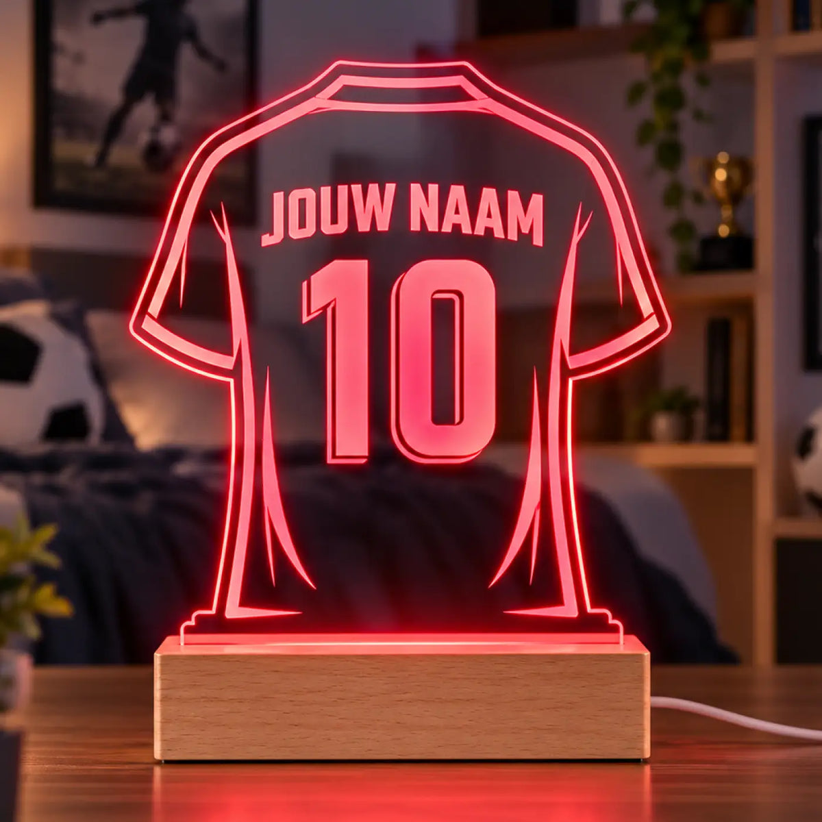 Voetbal LED Lamp met Naam - Shirt met naam en nummer