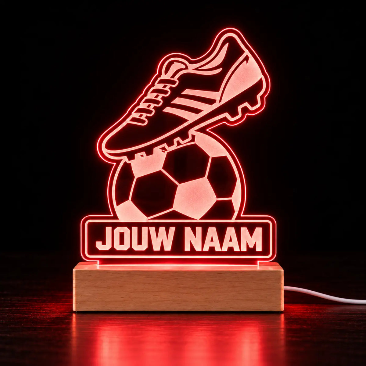 Voetbal LED Lamp met Naam - Voetbalschoen met bal