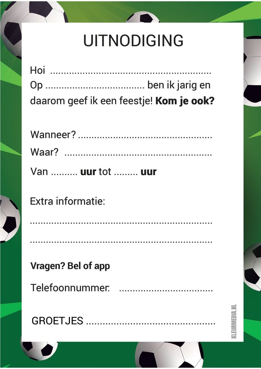 Uitnodiging Kinderfeestje Voetbal - Kleurmedia Uitnodiging Kinderfeestje Voetbal kinderfeestjes
