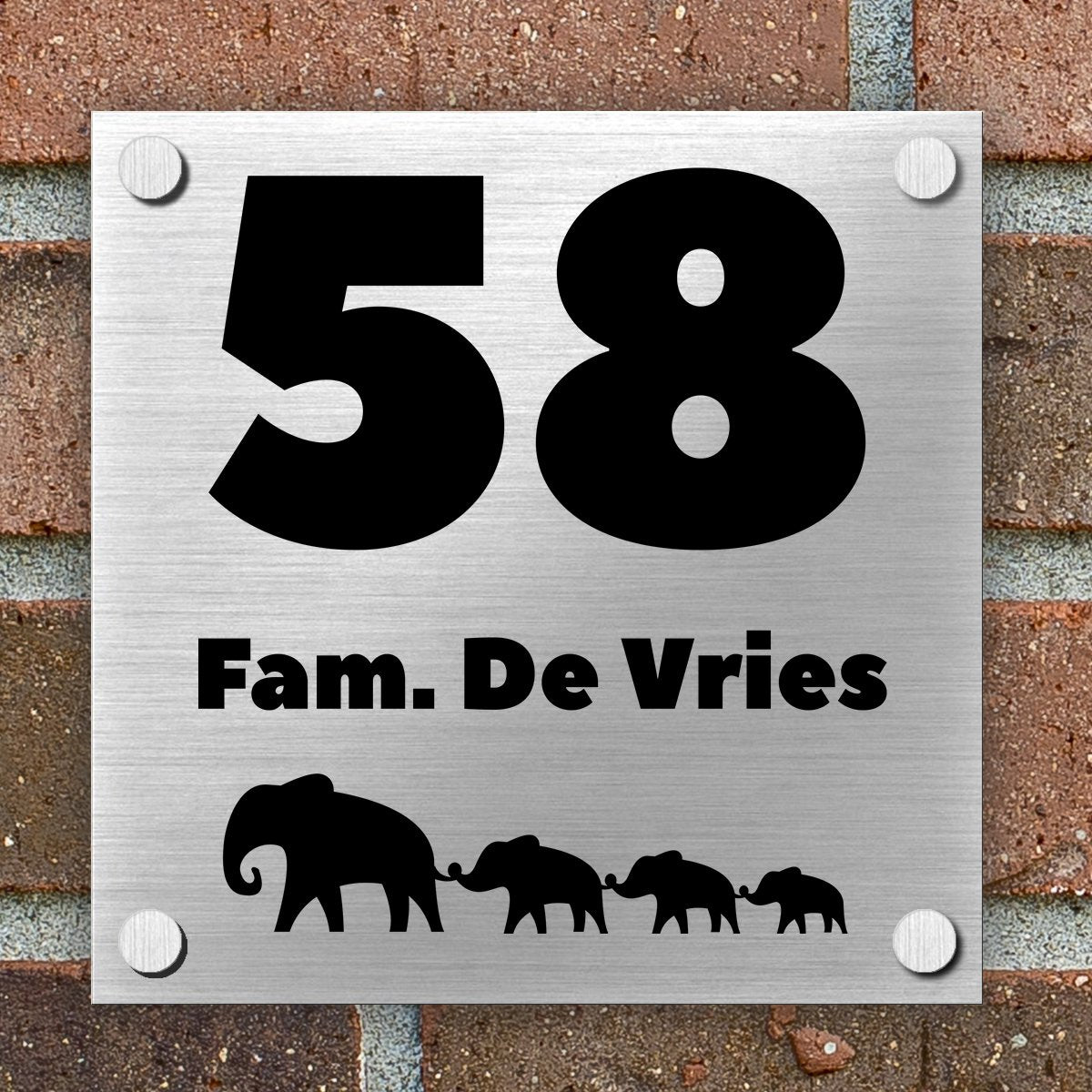 Naambordje Voordeur | Dibond Brushed Aluminium | 15x15 cm – Kleurmedia®