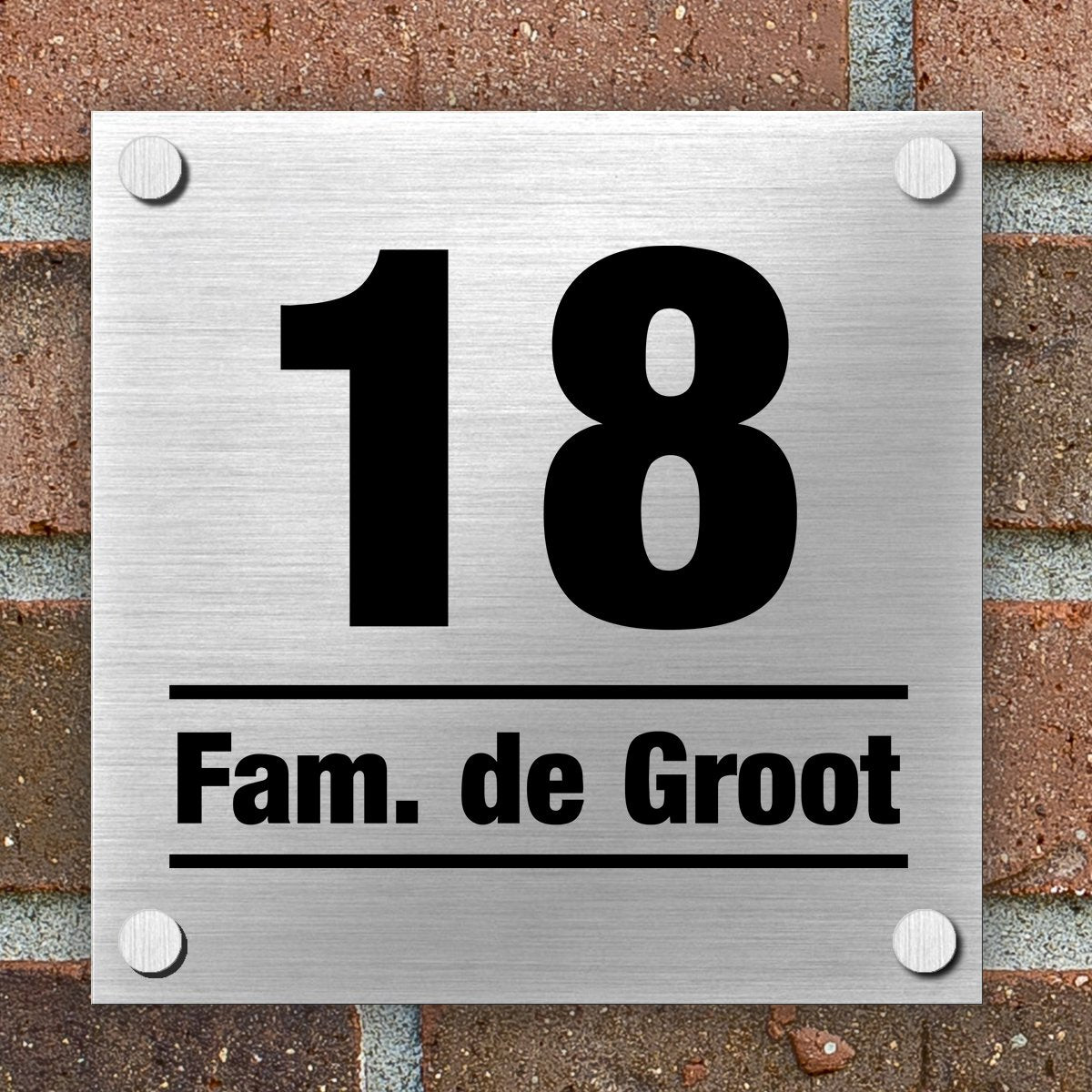 Naambordje Voordeur | Dibond Brushed Aluminium | 15x15 cm – Kleurmedia®