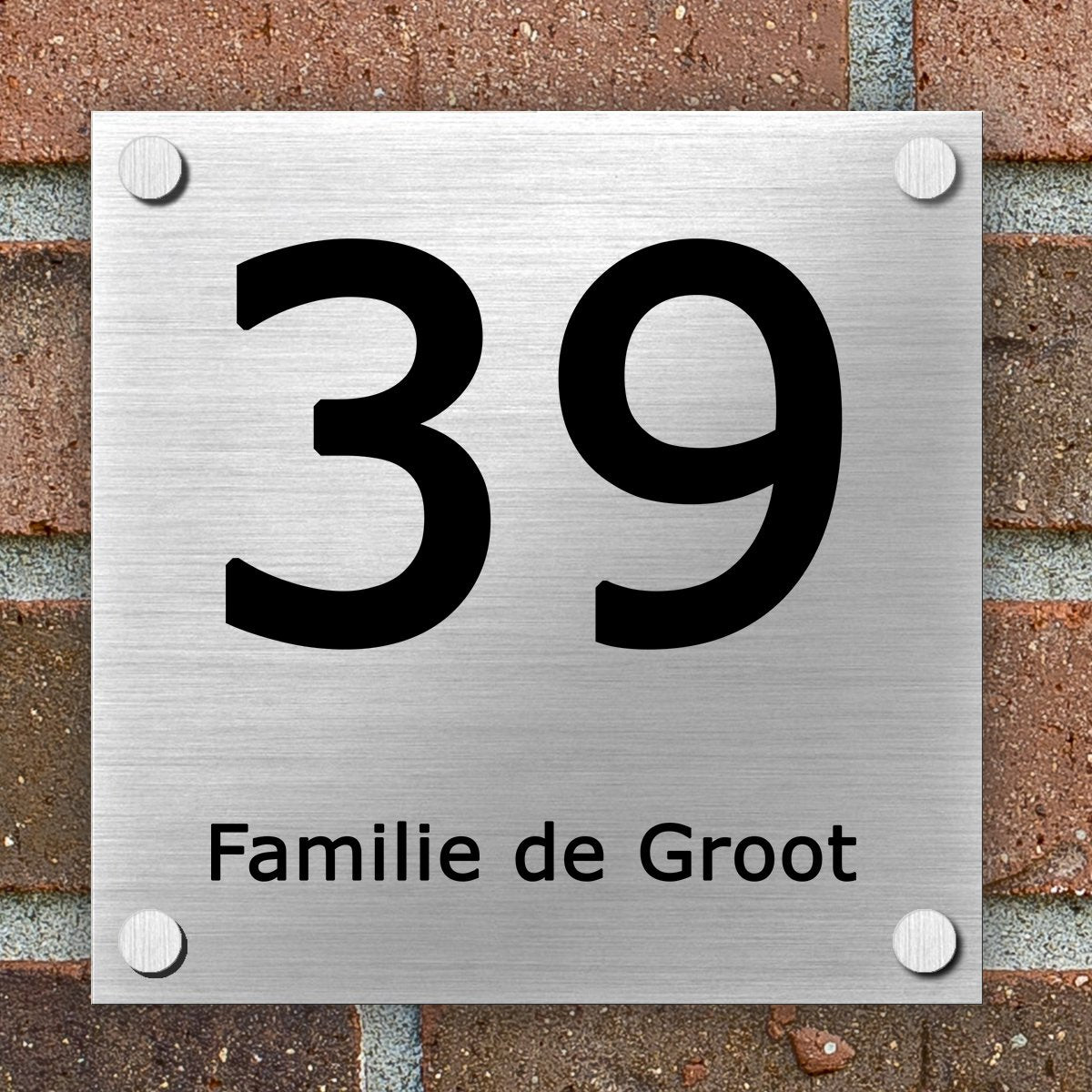 Naambordje Voordeur | Dibond Brushed Aluminium | 15x15 cm – Kleurmedia®