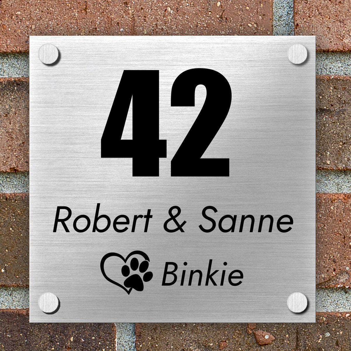 Naambordje Voordeur | Dibond Brushed Aluminium | 15x15 cm – Kleurmedia®