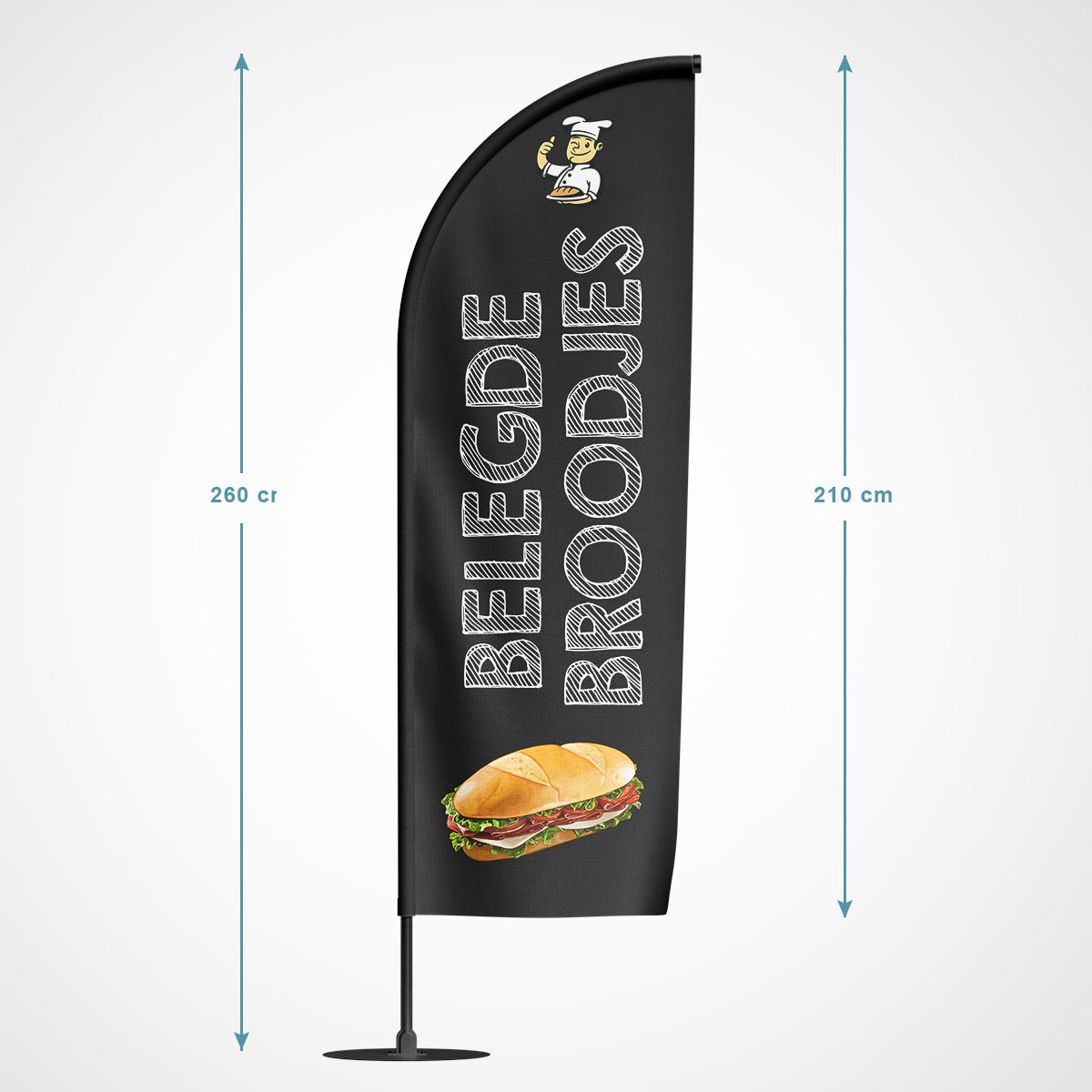 Beachvlag Belegde Broodjes - Kleurmedia beachflag, beachvlag reclame belegde broodjes Beachvlaggen