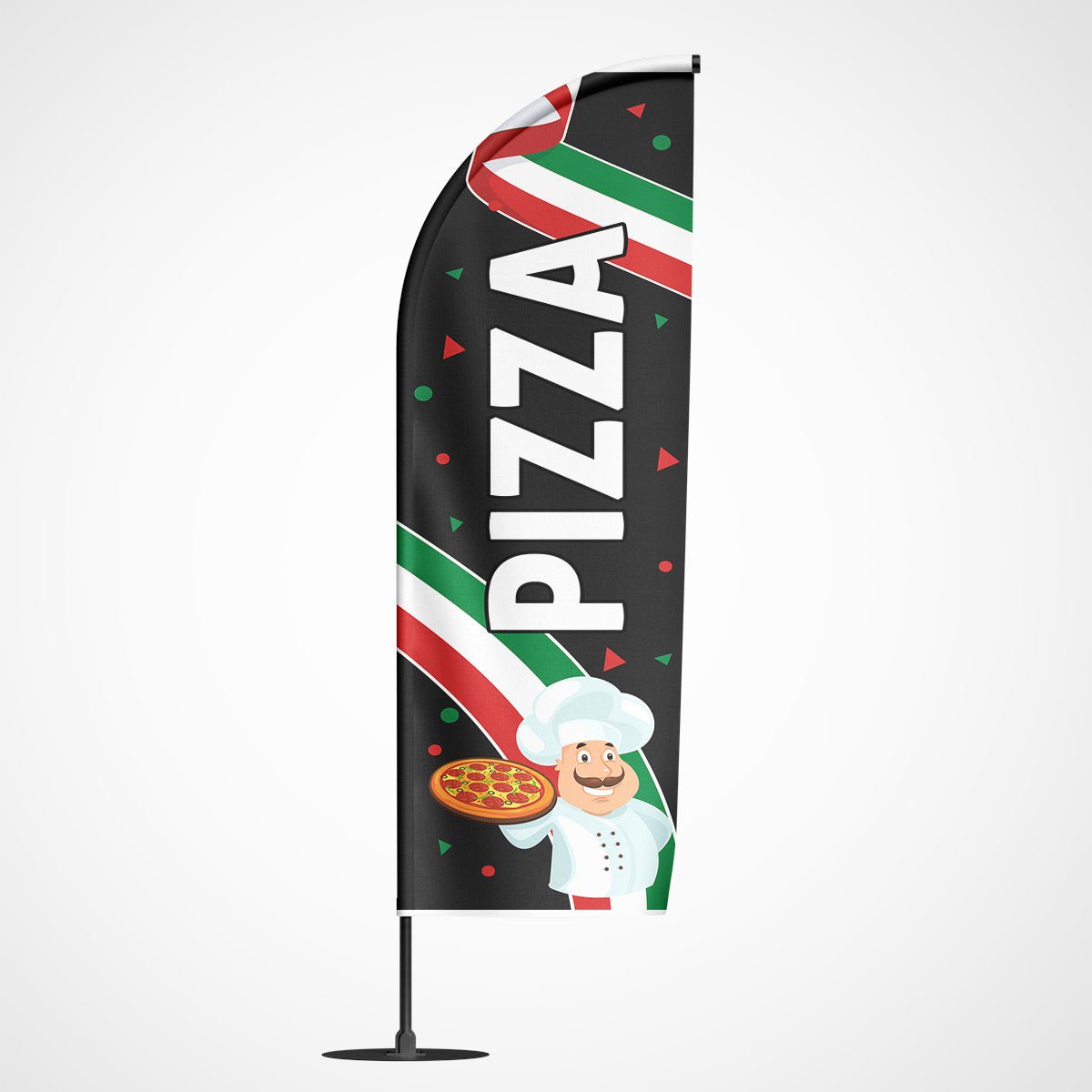 Beachvlag pizza zwart – Kleurmedia®