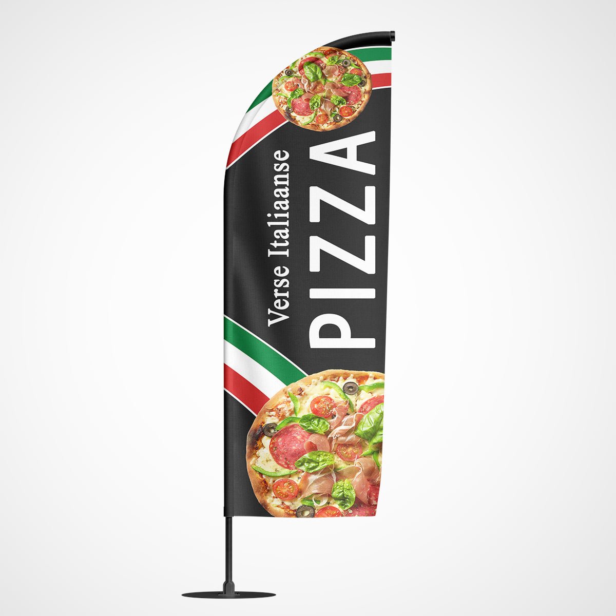 Beachvlag pizza zwart – Kleurmedia®