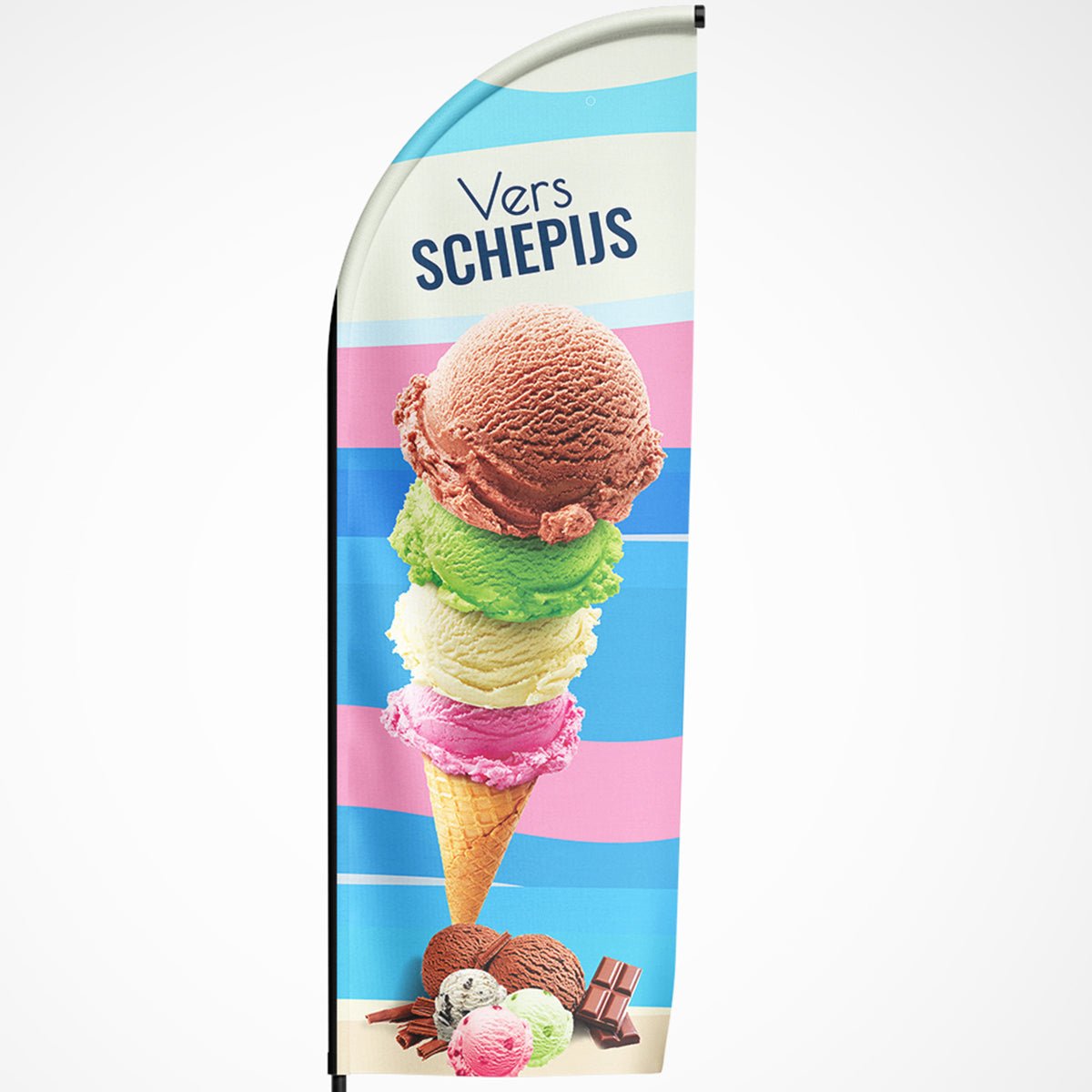 Beachvlag schepijs - Kleurmedia beachflag schepijs, beachvlag schepijs Beachvlaggen