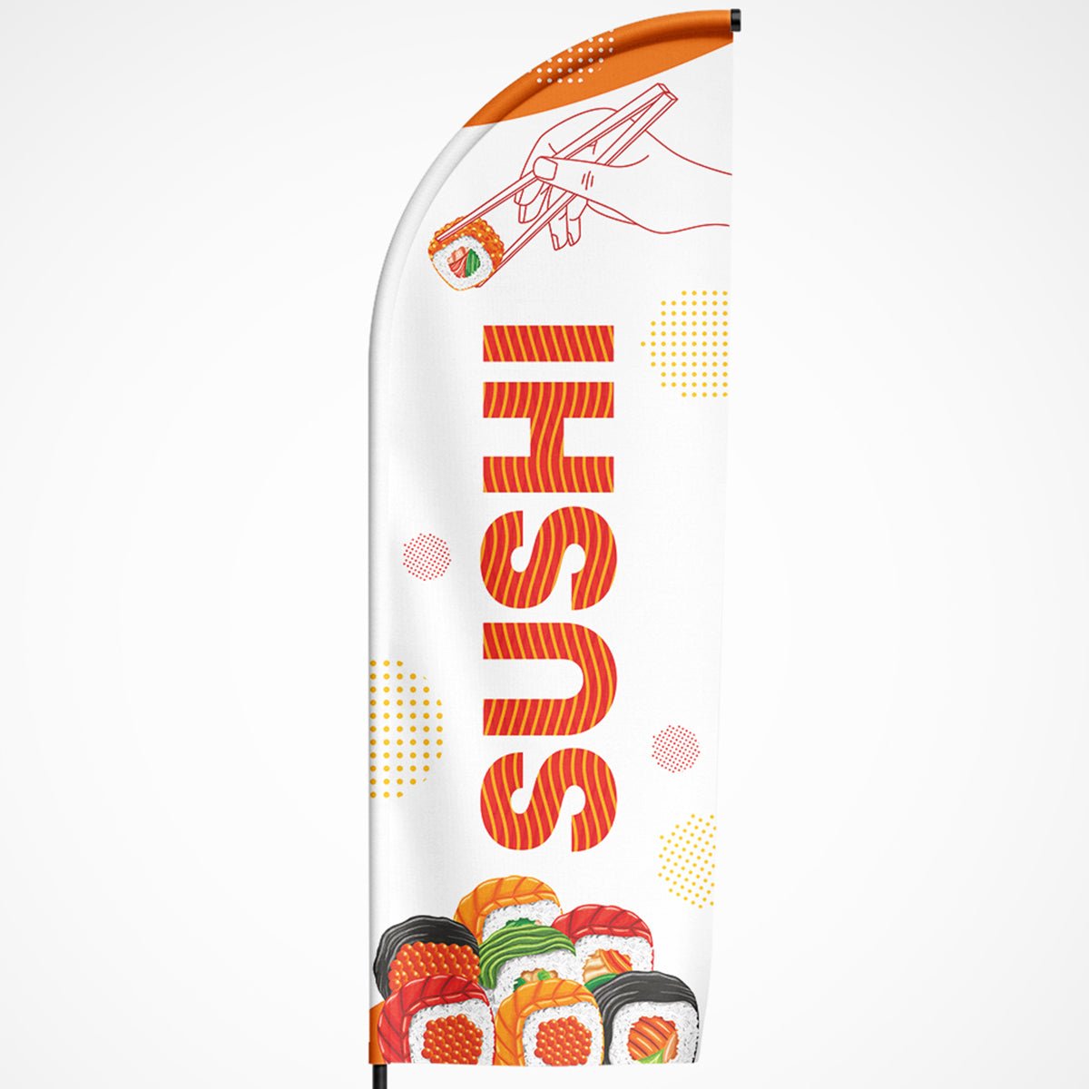 Beachvlag Sushi - Kleurmedia Sushi beachflag - beachvlag Sushi - reclame sushi Beachvlag